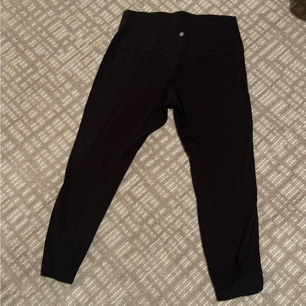 Lululemon black Align with detailing in legs. Size 12 EUC.
